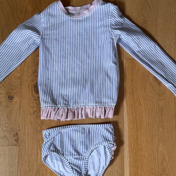 RuffleButts Seersucker Long Sleeve Rash Guard Set – Size 5 - Picture 4 of 4